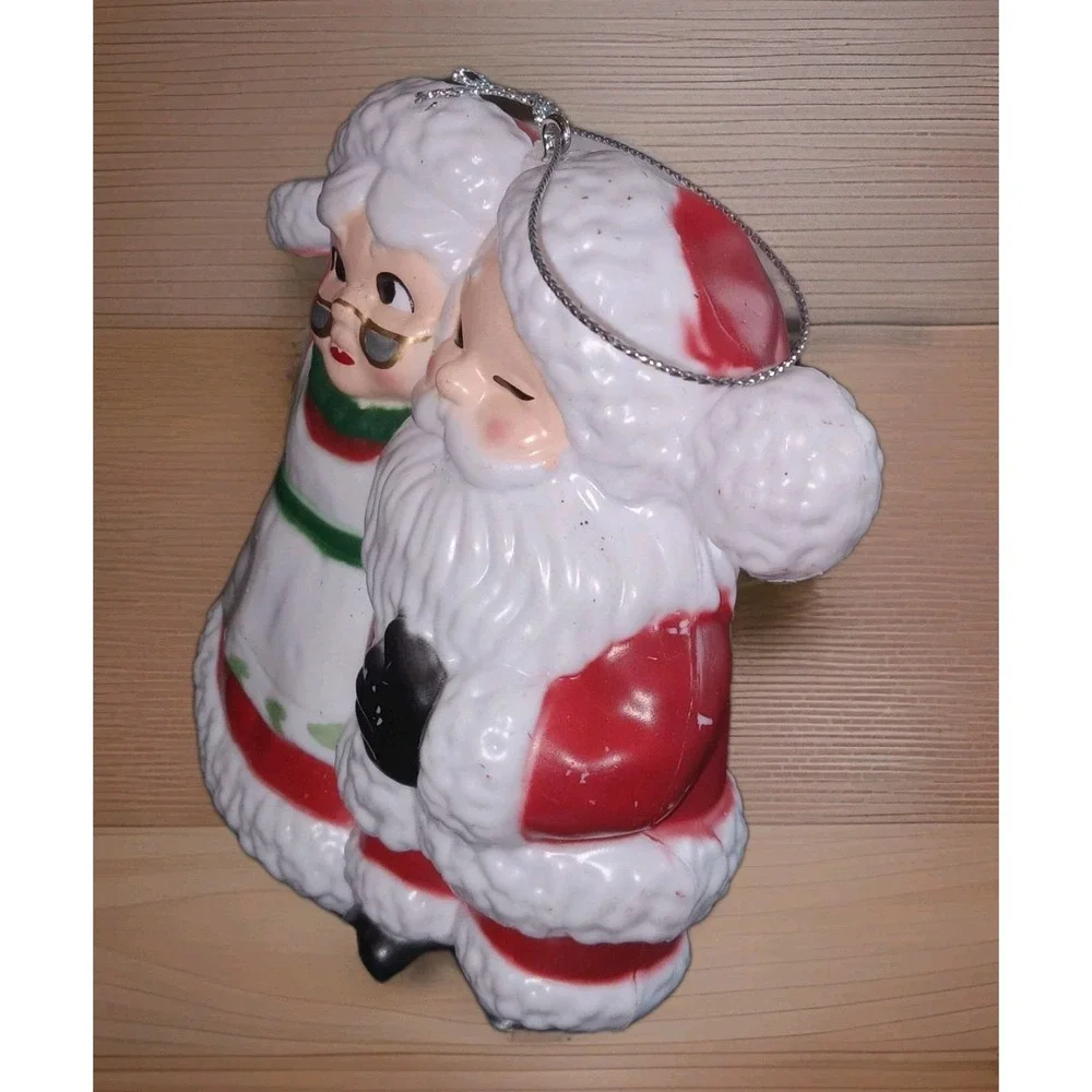 Holiday Time Santa & Mrs Claus‎ Ornament Blow Mold Style Retro